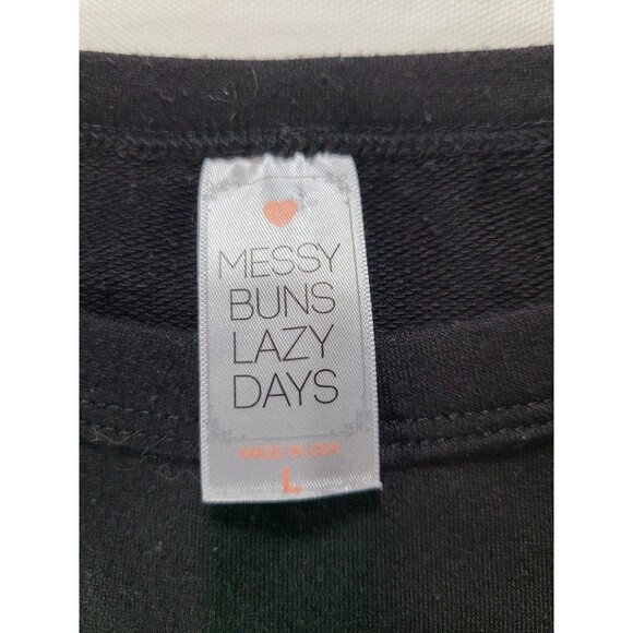 Messy Buns Lazy Days Giraffe Life Sweatshirt Large Funny Tall Zoo Animal Tee - Picture 4 of 7